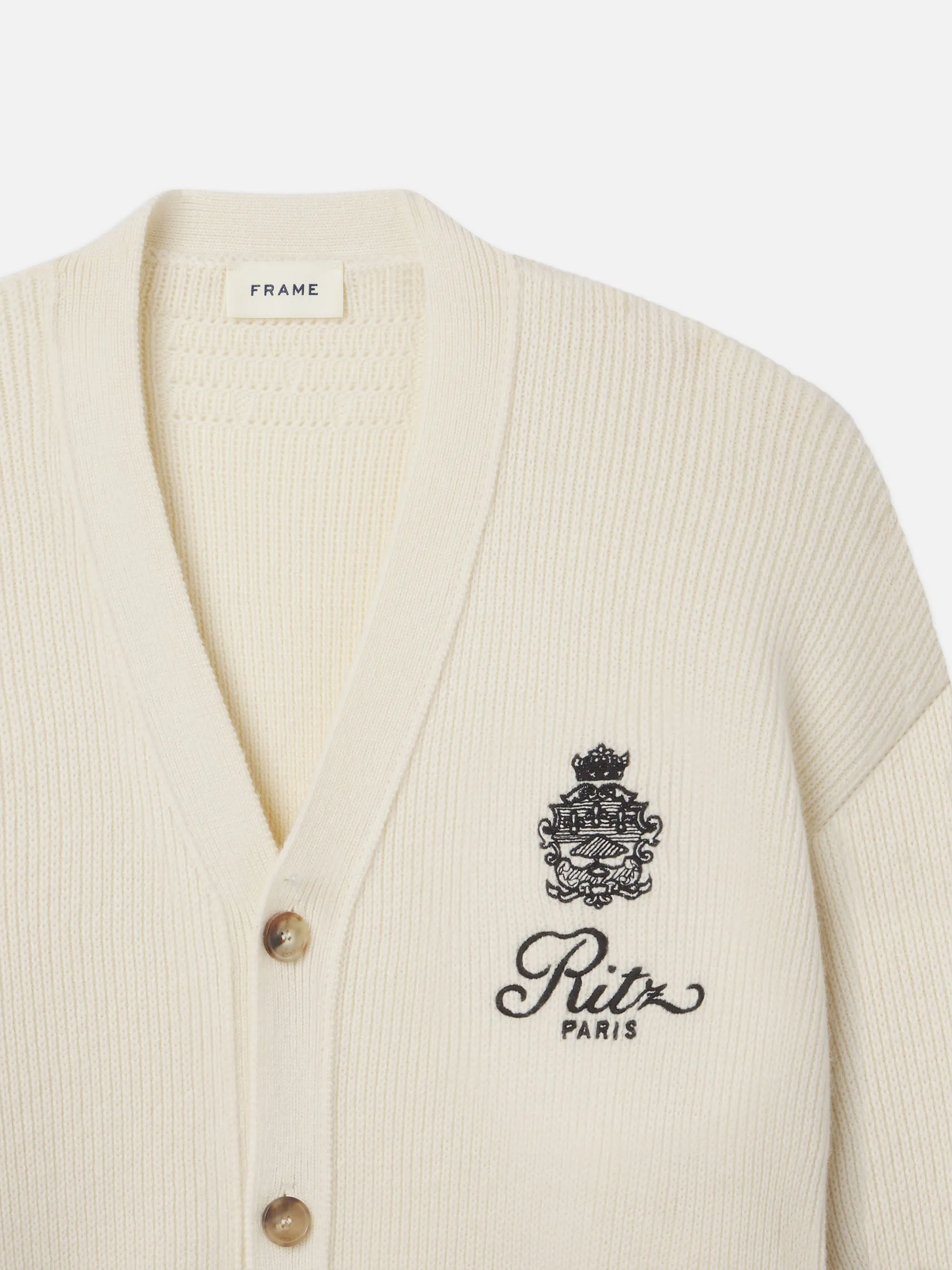Ritz Embroidery Cashmere Cardigan -- Cream