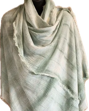 Seafoam Shibori Cotton Wear-Everywhere Meditation Shawl