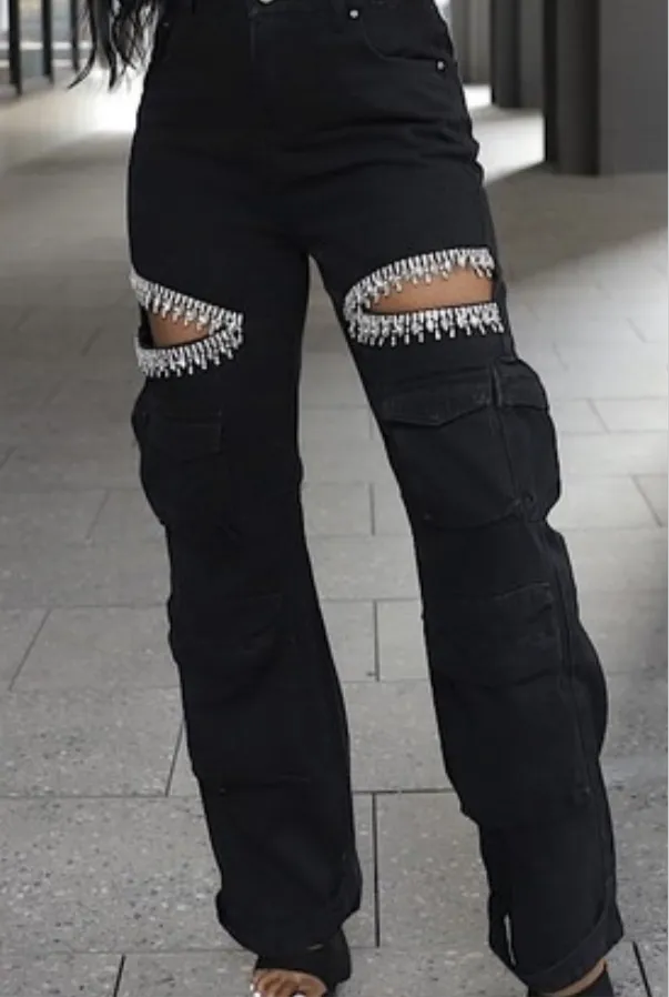 Set in stone black denim jeans