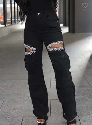 Set in stone black denim jeans