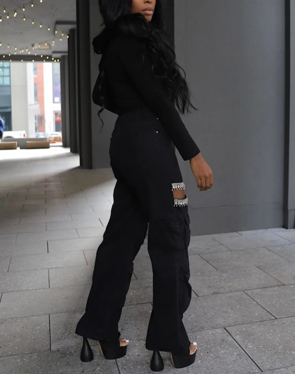 Set in stone black denim jeans