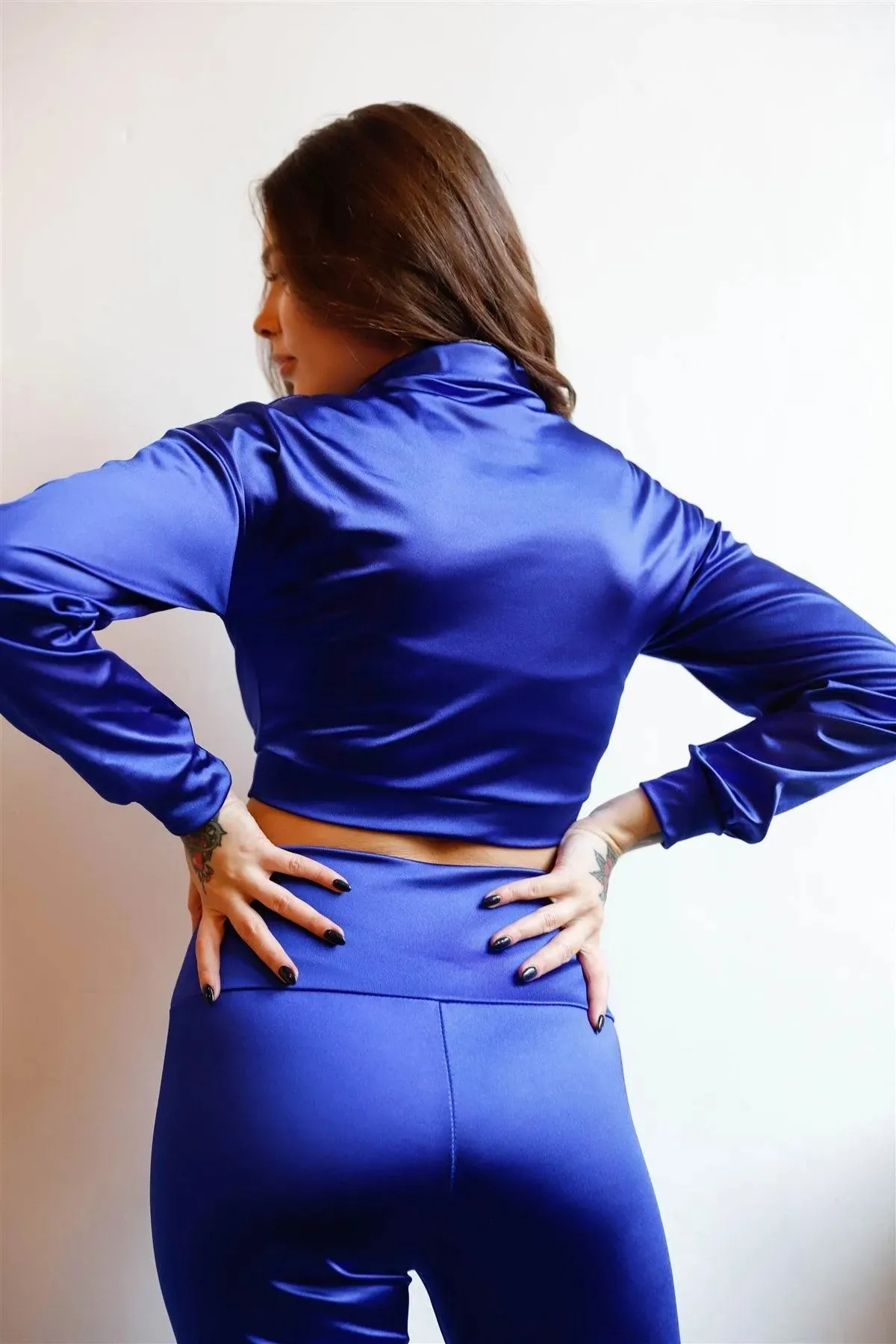 Shine Mock Neck Crop Top & High Waist Leggings Set