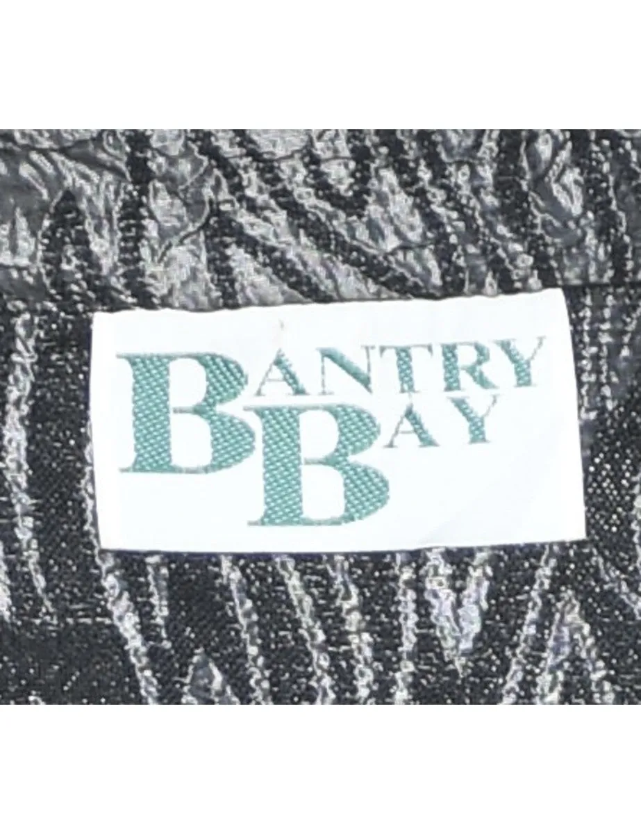 Silver & Black Patterned Sparkly Evening Jacket  - M