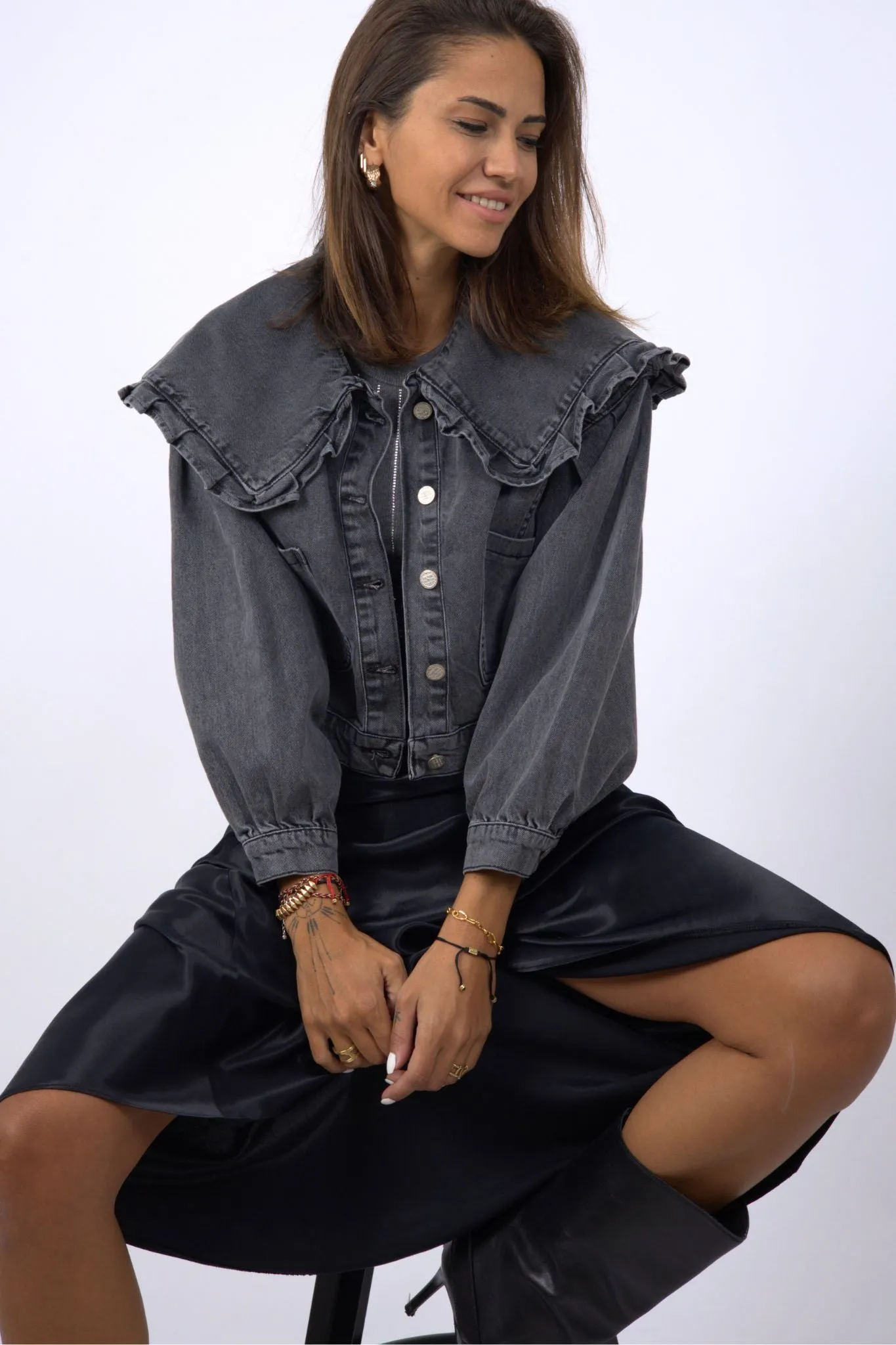 Statement Collar Denim Jacket
