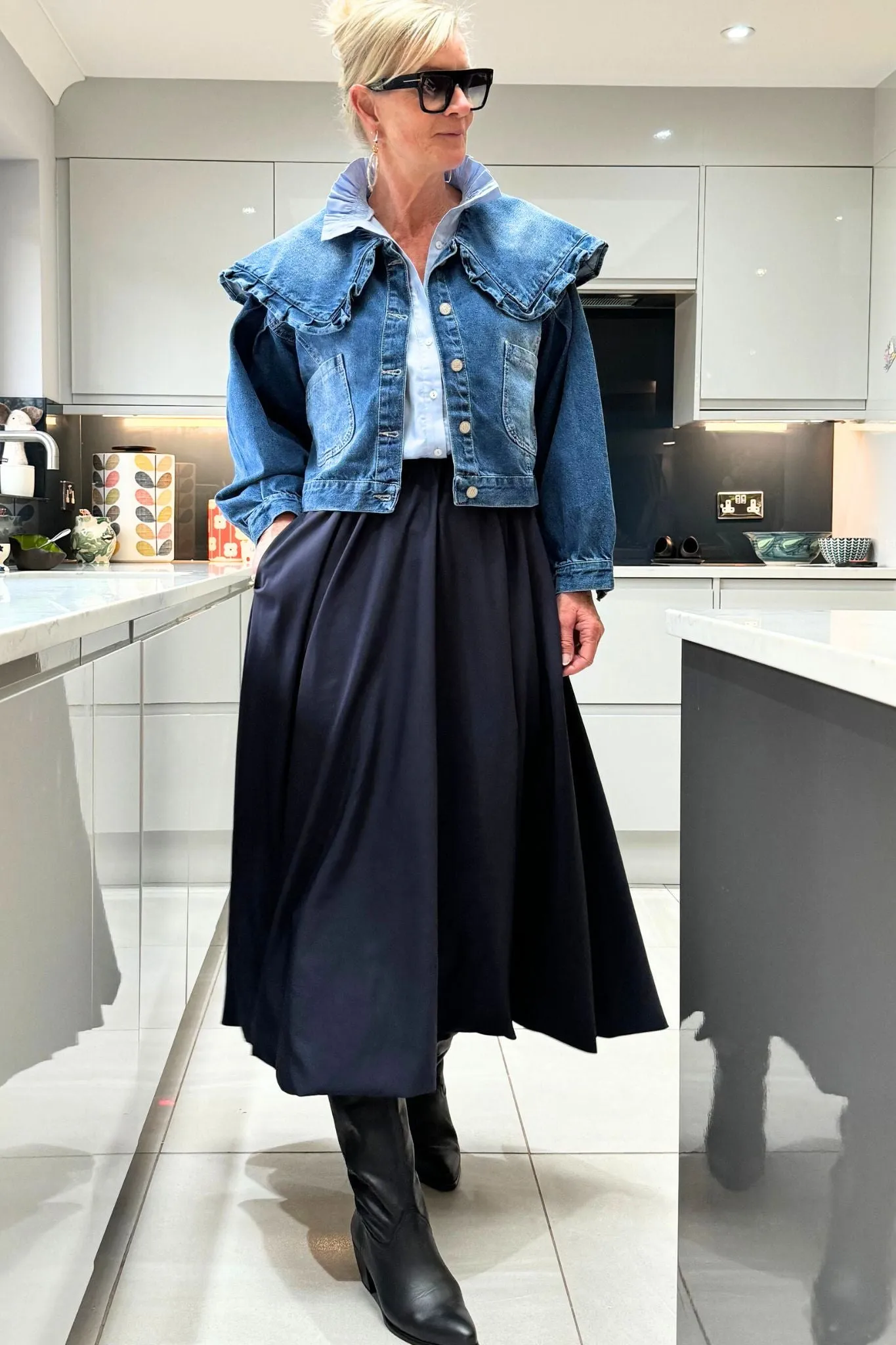 Statement Collar Denim Jacket