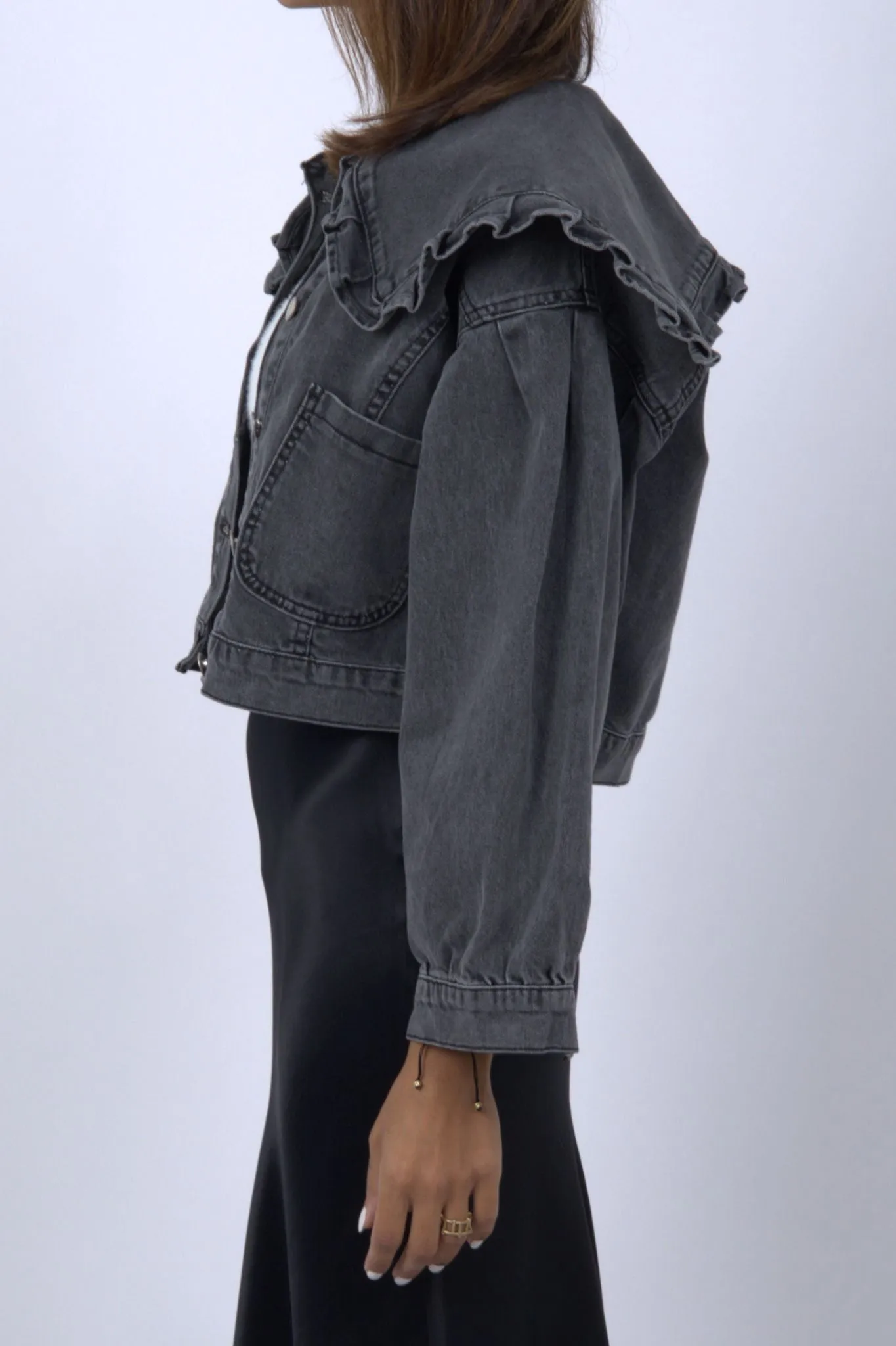 Statement Collar Denim Jacket