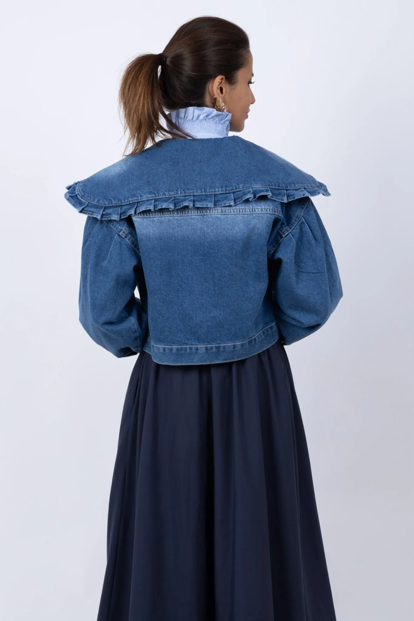Statement Collar Denim Jacket