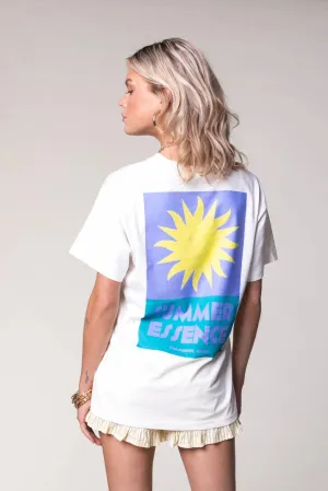 Summer Essence boxy tee | white/purple/green