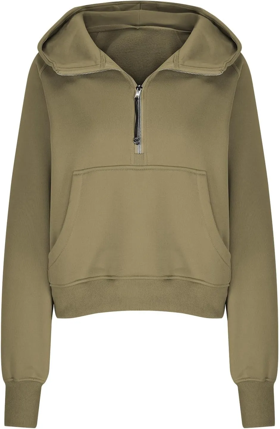TANGNADE Hooded Sweatshirts Women Half Zip Cropped Fleece Pullover Quarter Zipper Thumb Hole Hoodies with Pockets
