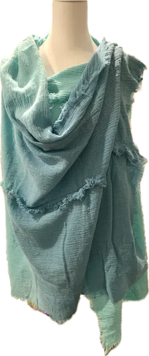 Teal Ombre Cotton Wear-Everywhere Meditation Shawl