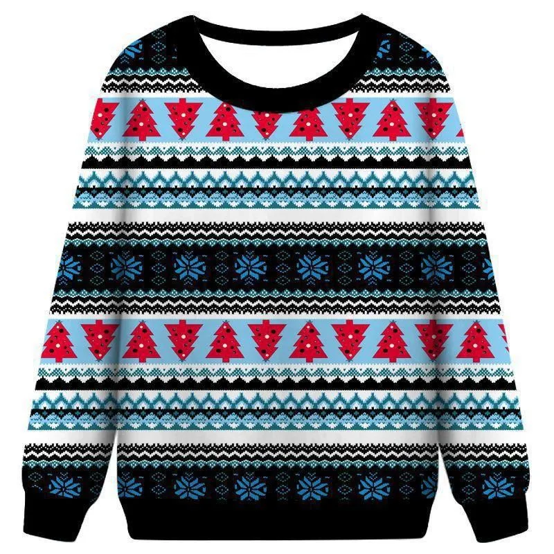 Unisex Ugly Christmas Sweatshirts 3D Printed Pullover Long Sleeve Sweater Shirts