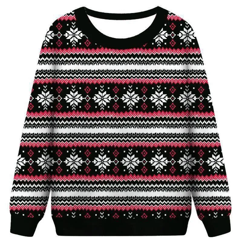 Unisex Ugly Christmas Sweatshirts 3D Printed Pullover Long Sleeve Sweater Shirts