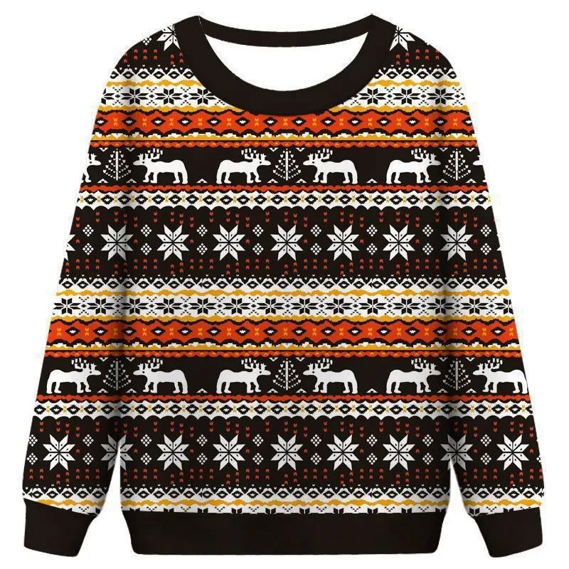 Unisex Ugly Christmas Sweatshirts 3D Printed Pullover Long Sleeve Sweater Shirts