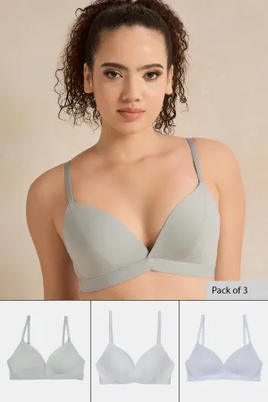 Women Assorted Non Wired Bras Set (Pack of 3)