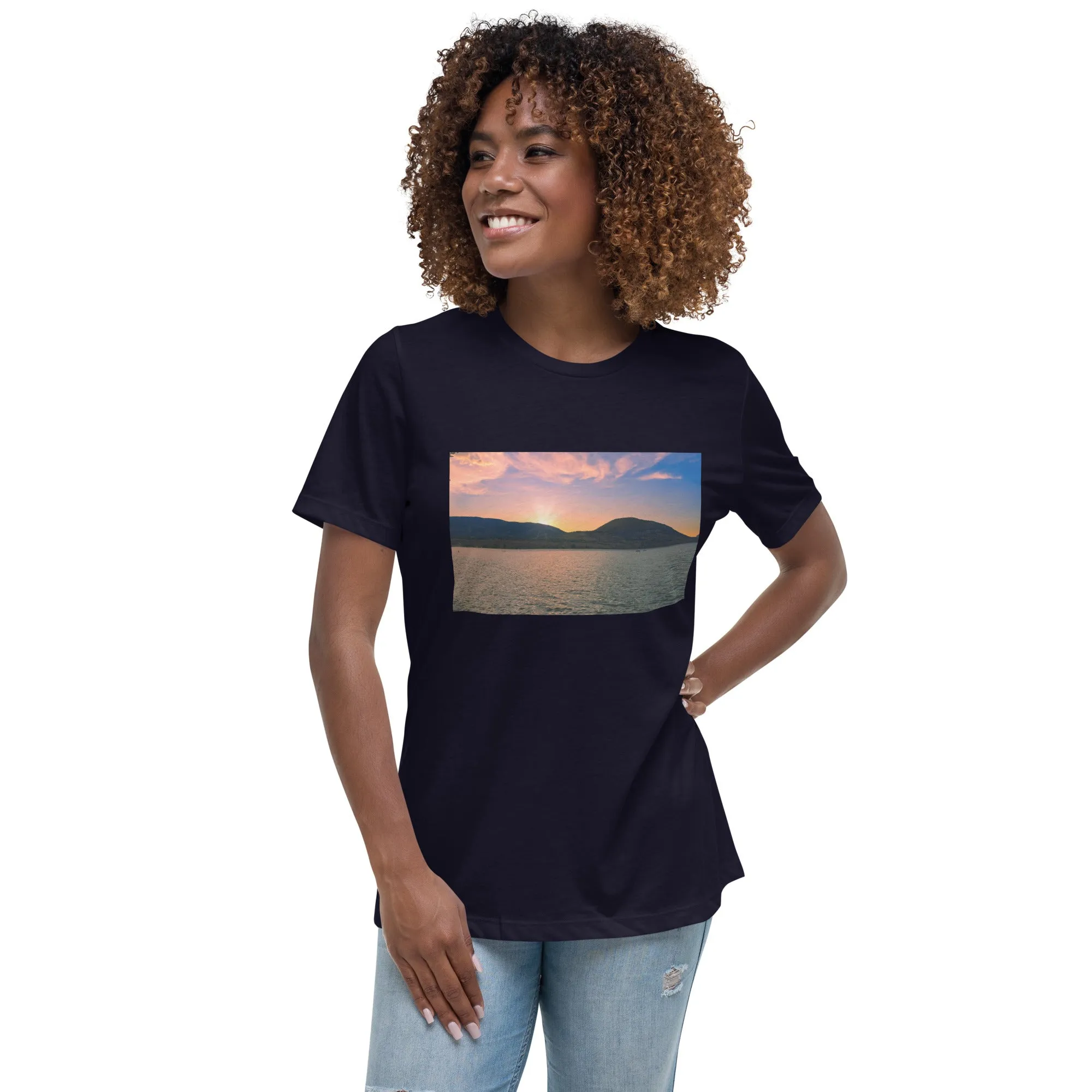 Women's Relaxed T-Shirt - Penticton Okanagan Lake Sunset