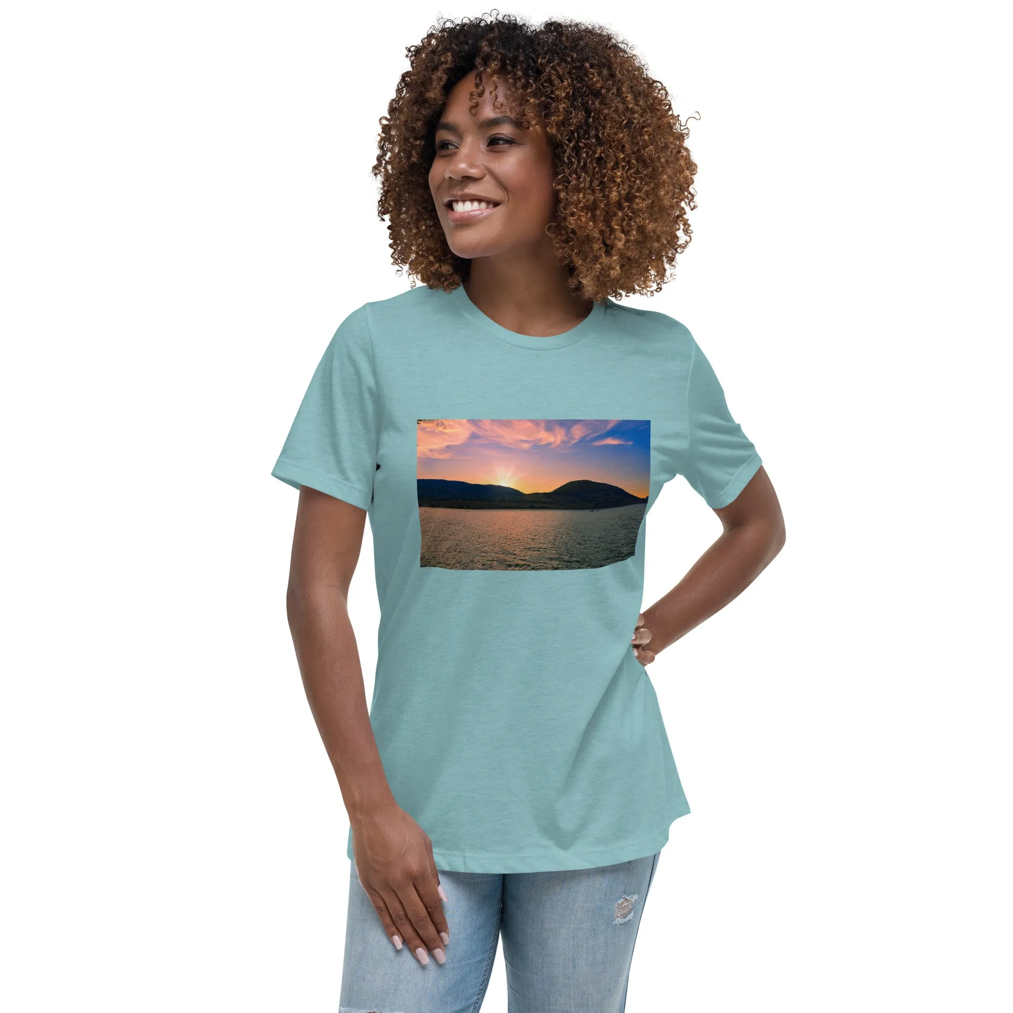 Women's Relaxed T-Shirt - Penticton Okanagan Lake Sunset