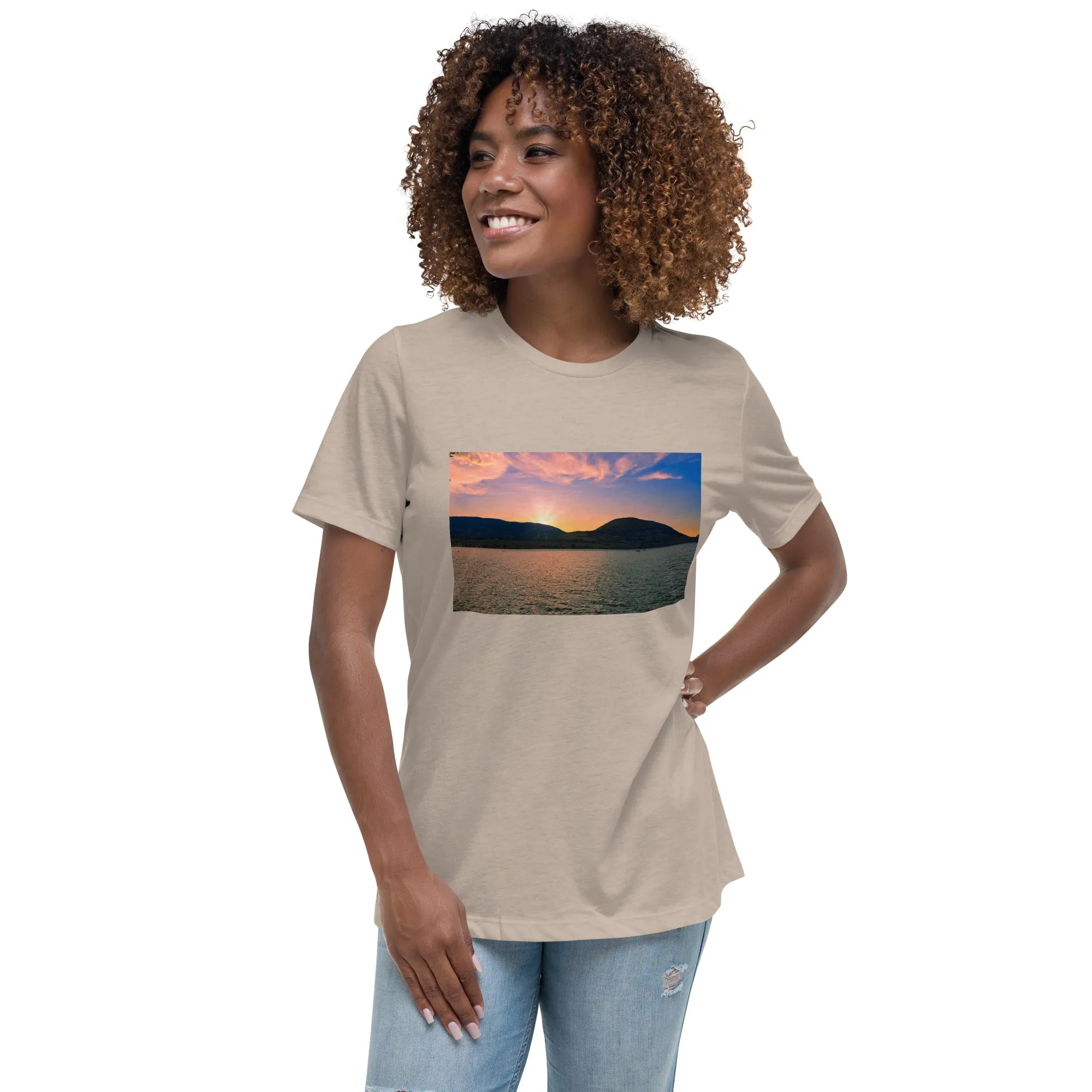 Women's Relaxed T-Shirt - Penticton Okanagan Lake Sunset