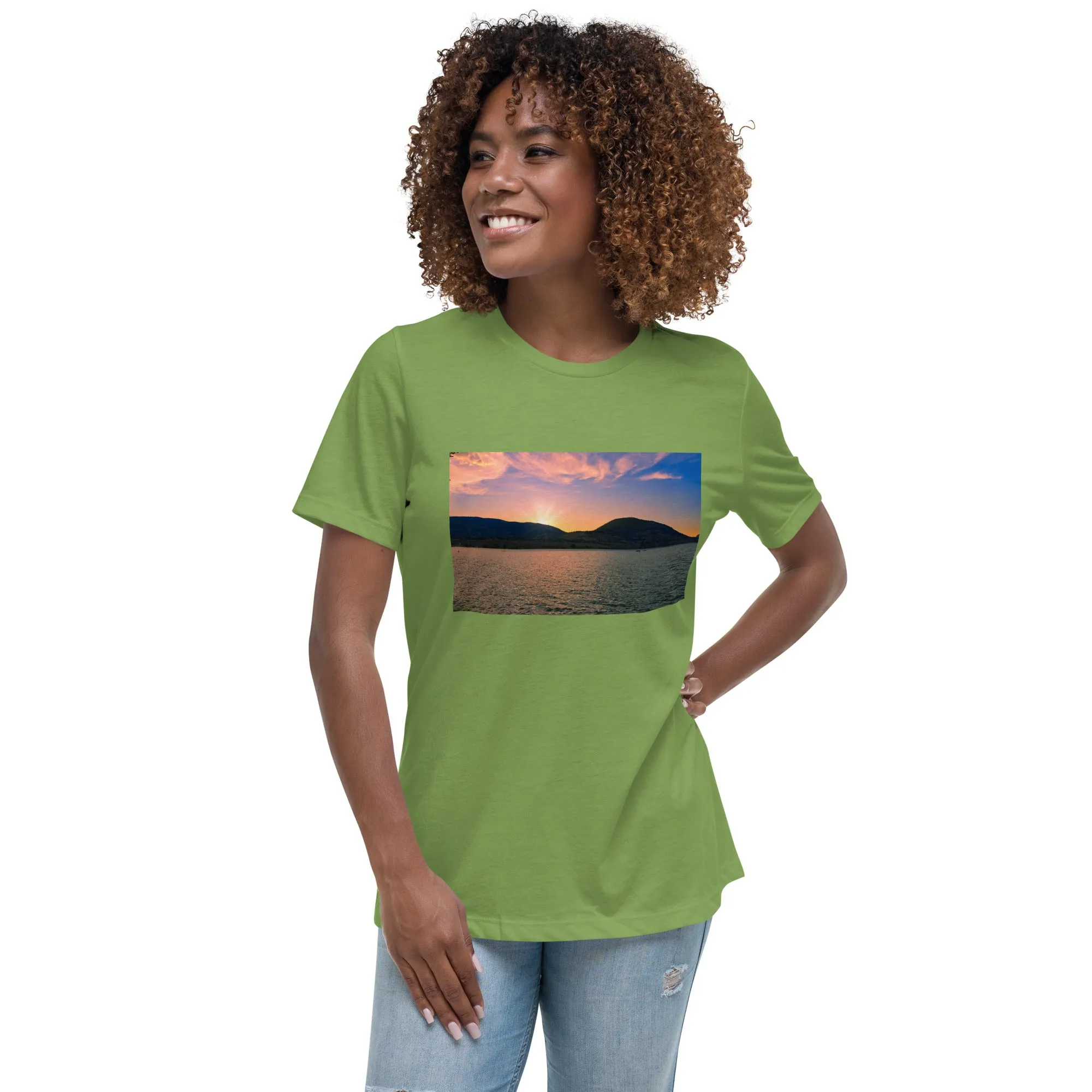 Women's Relaxed T-Shirt - Penticton Okanagan Lake Sunset