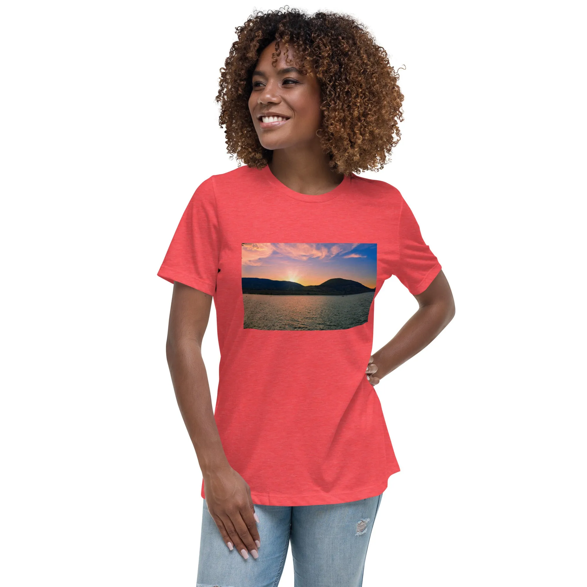 Women's Relaxed T-Shirt - Penticton Okanagan Lake Sunset