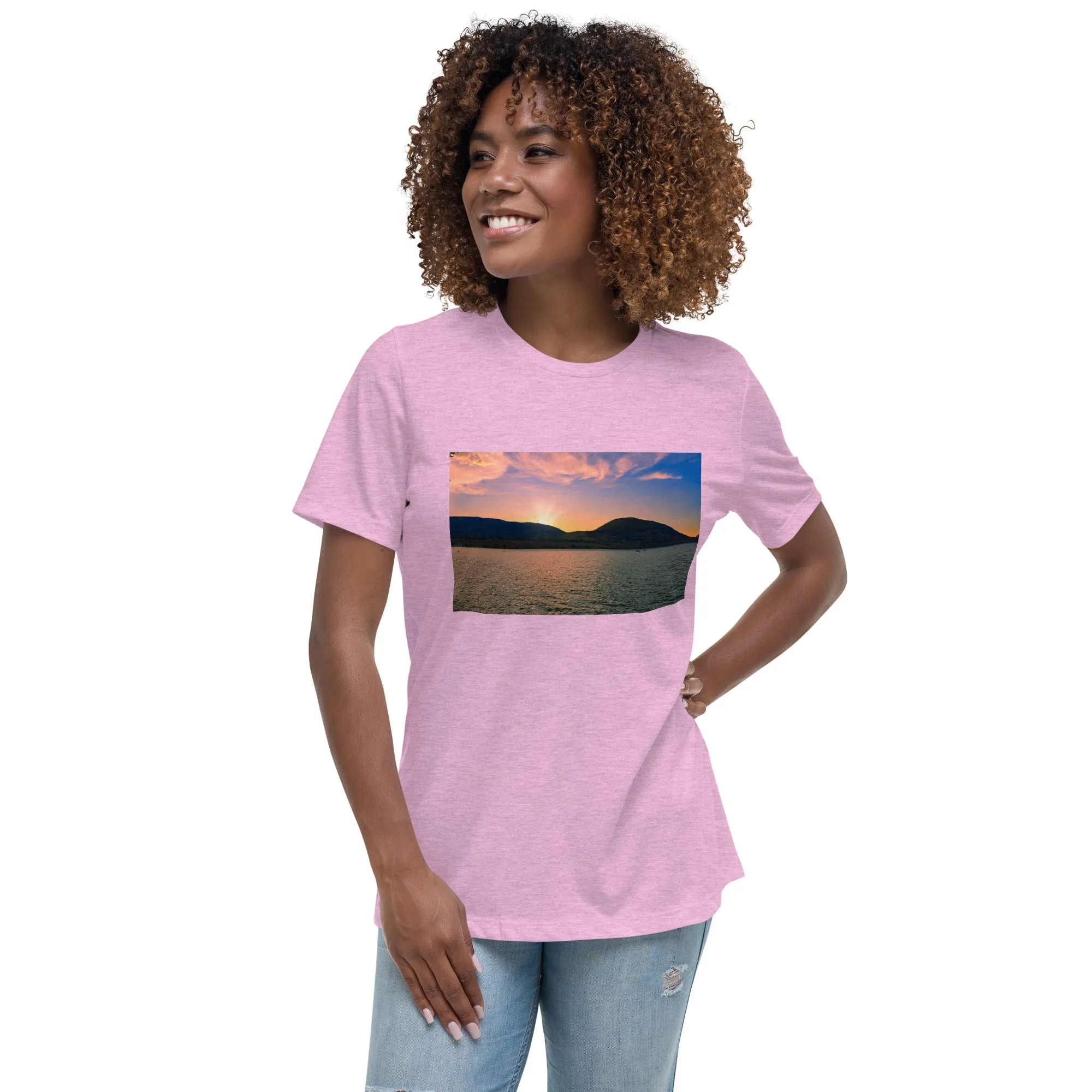 Women's Relaxed T-Shirt - Penticton Okanagan Lake Sunset