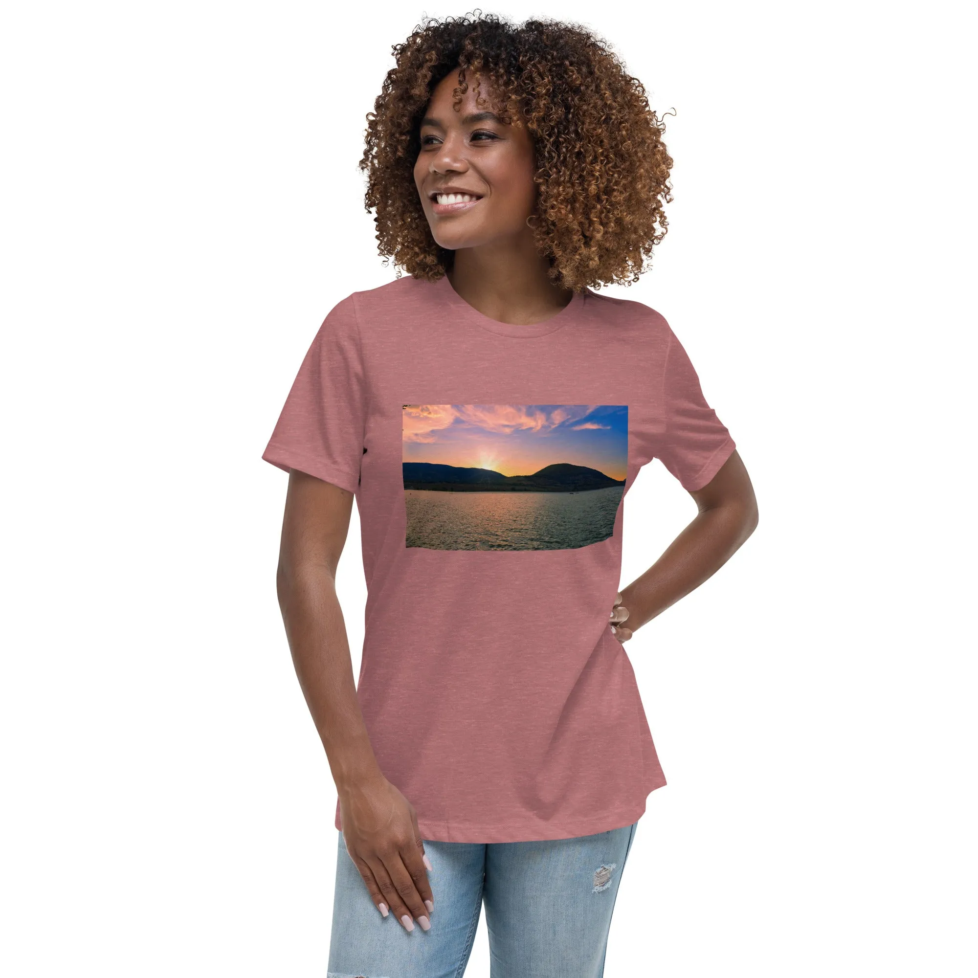 Women's Relaxed T-Shirt - Penticton Okanagan Lake Sunset
