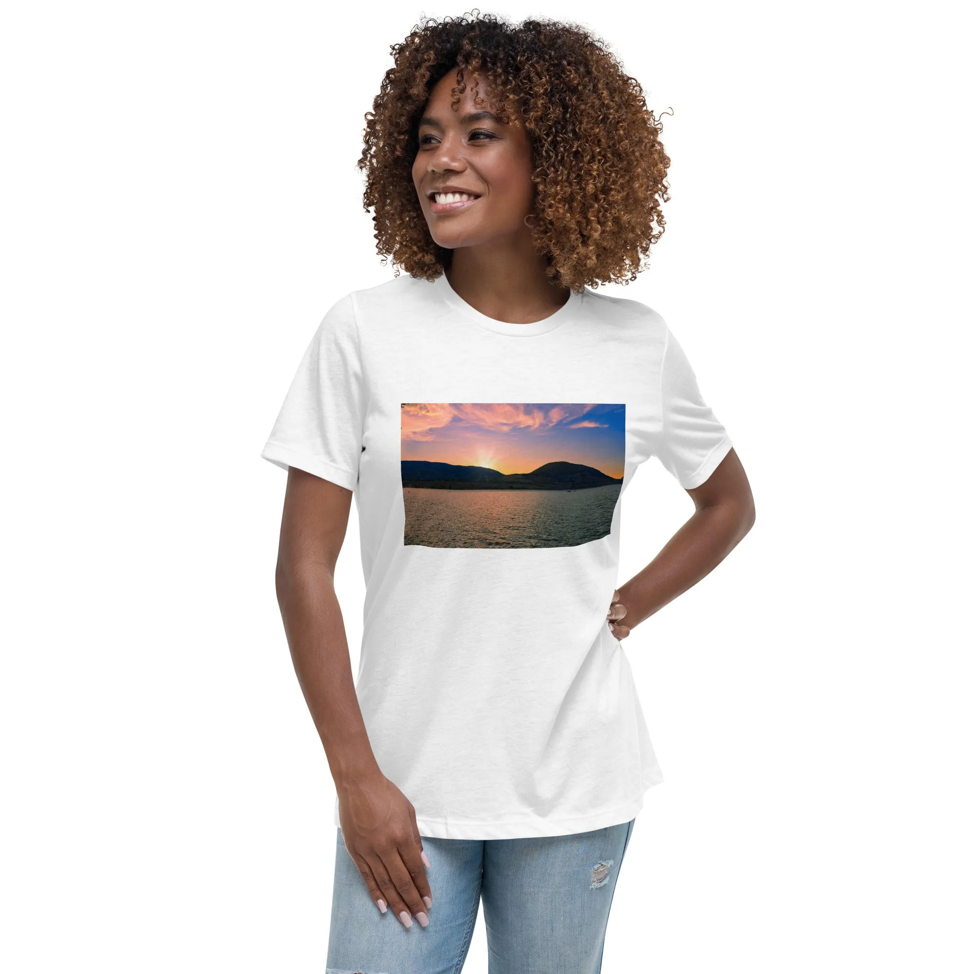 Women's Relaxed T-Shirt - Penticton Okanagan Lake Sunset