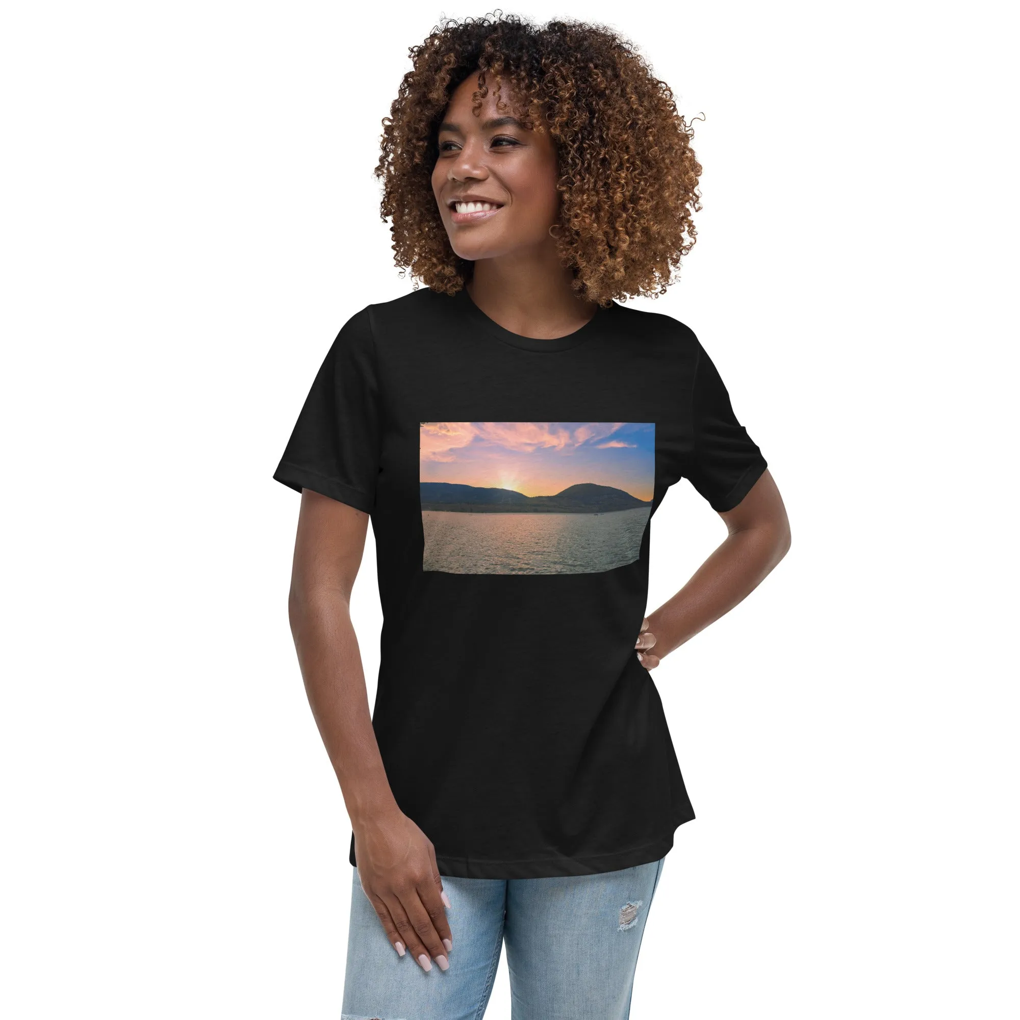 Women's Relaxed T-Shirt - Penticton Okanagan Lake Sunset