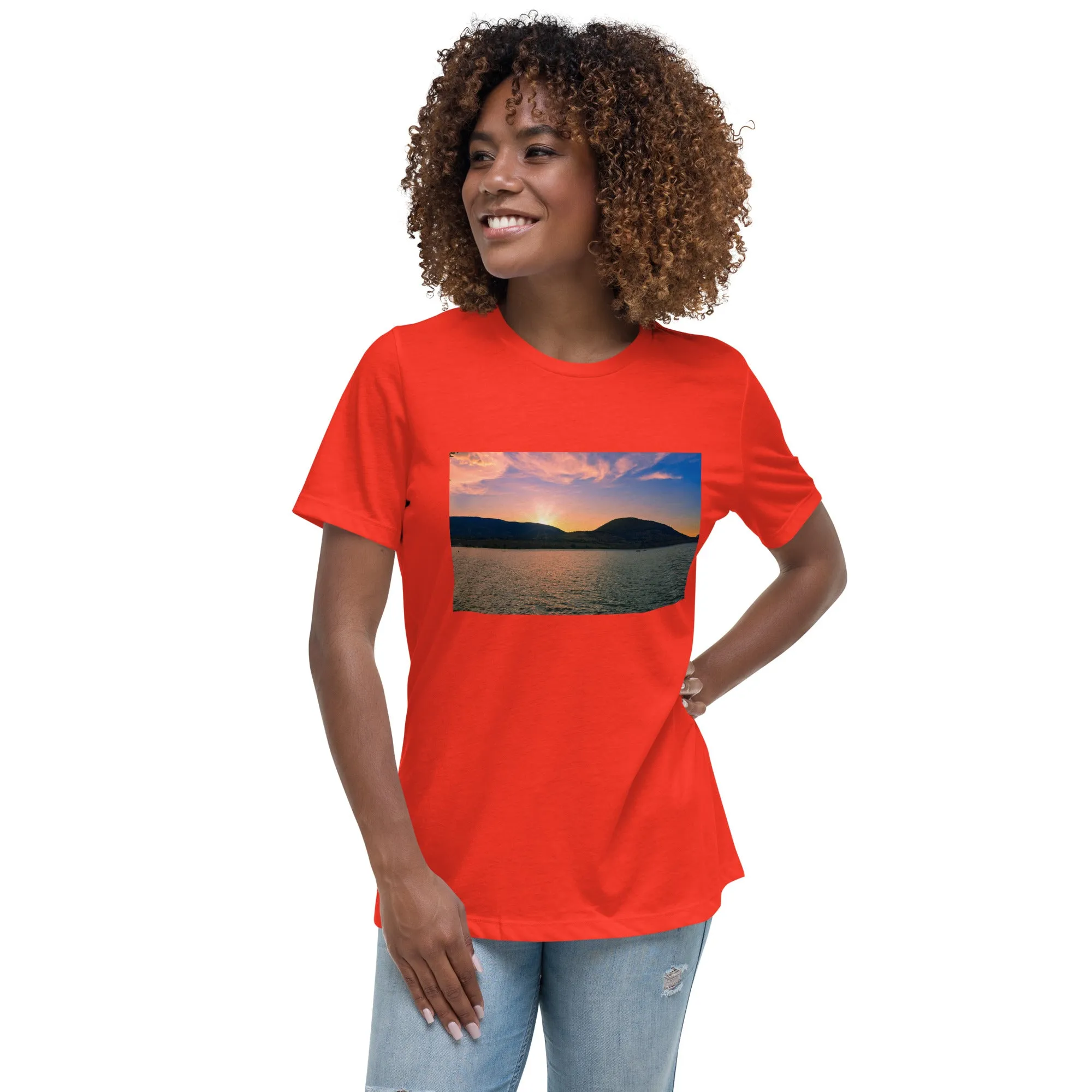 Women's Relaxed T-Shirt - Penticton Okanagan Lake Sunset