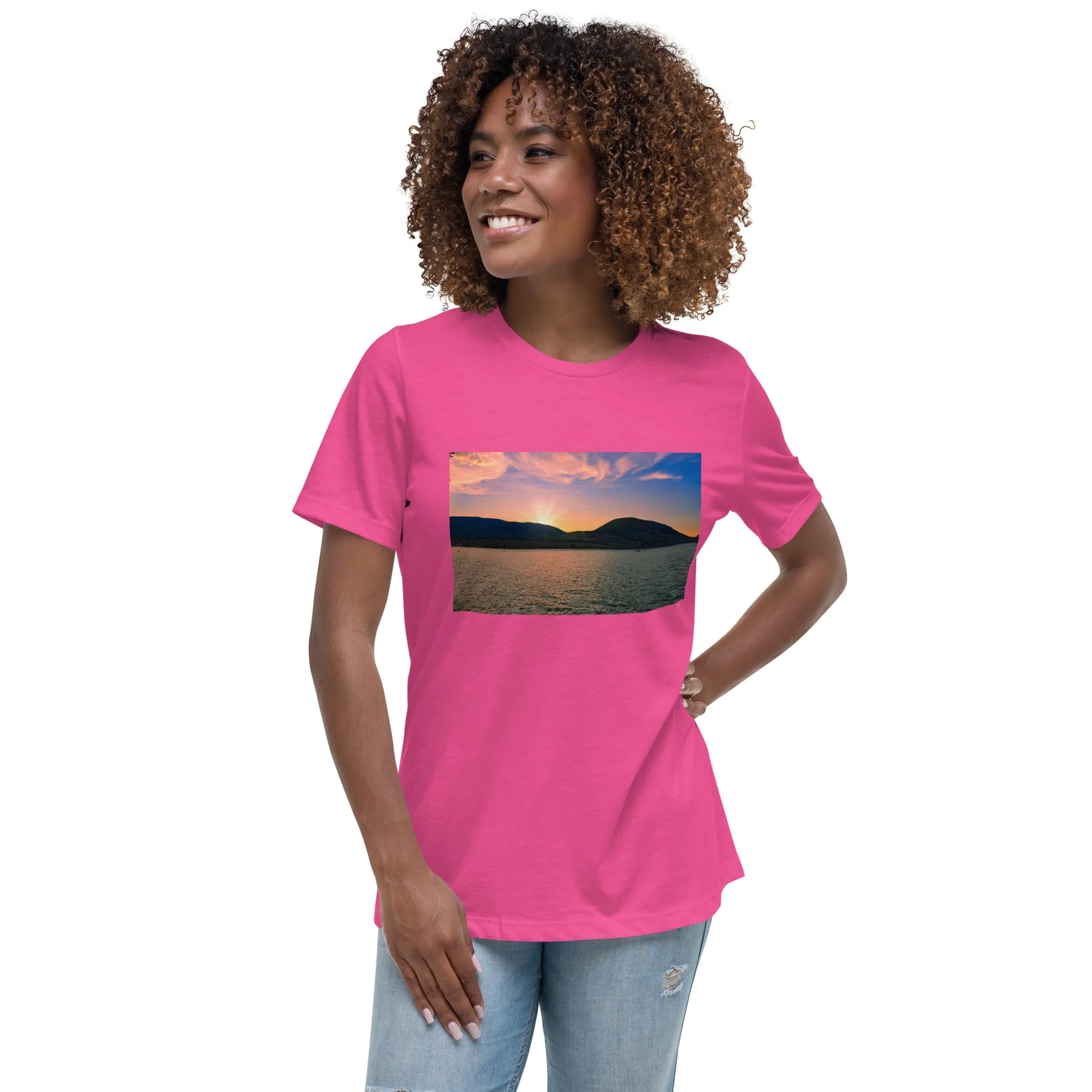 Women's Relaxed T-Shirt - Penticton Okanagan Lake Sunset