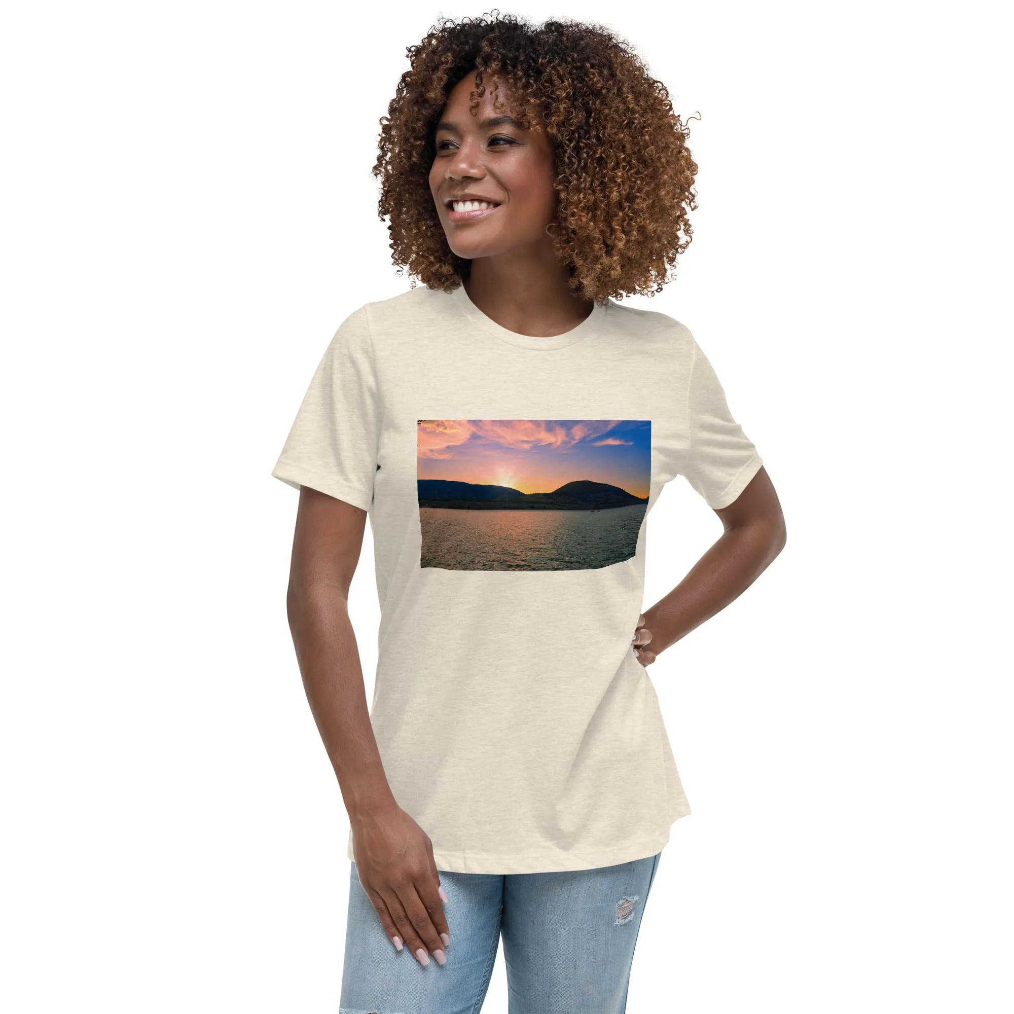Women's Relaxed T-Shirt - Penticton Okanagan Lake Sunset