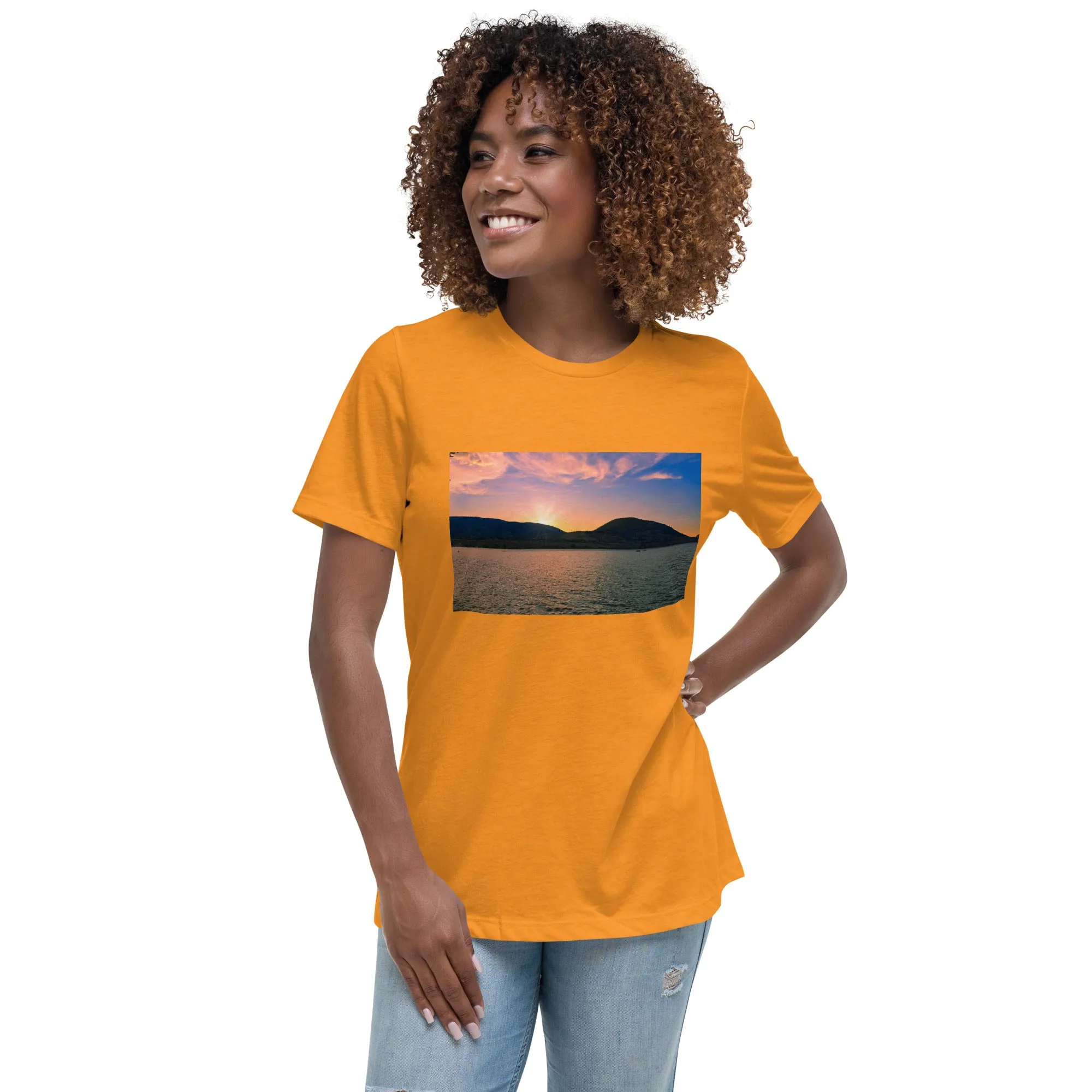 Women's Relaxed T-Shirt - Penticton Okanagan Lake Sunset